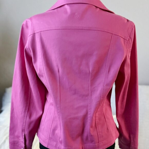 Christine Alexander Womens Pink Crystal Rhinestones Denim Stretch Jacket L - Picture 5 of 6